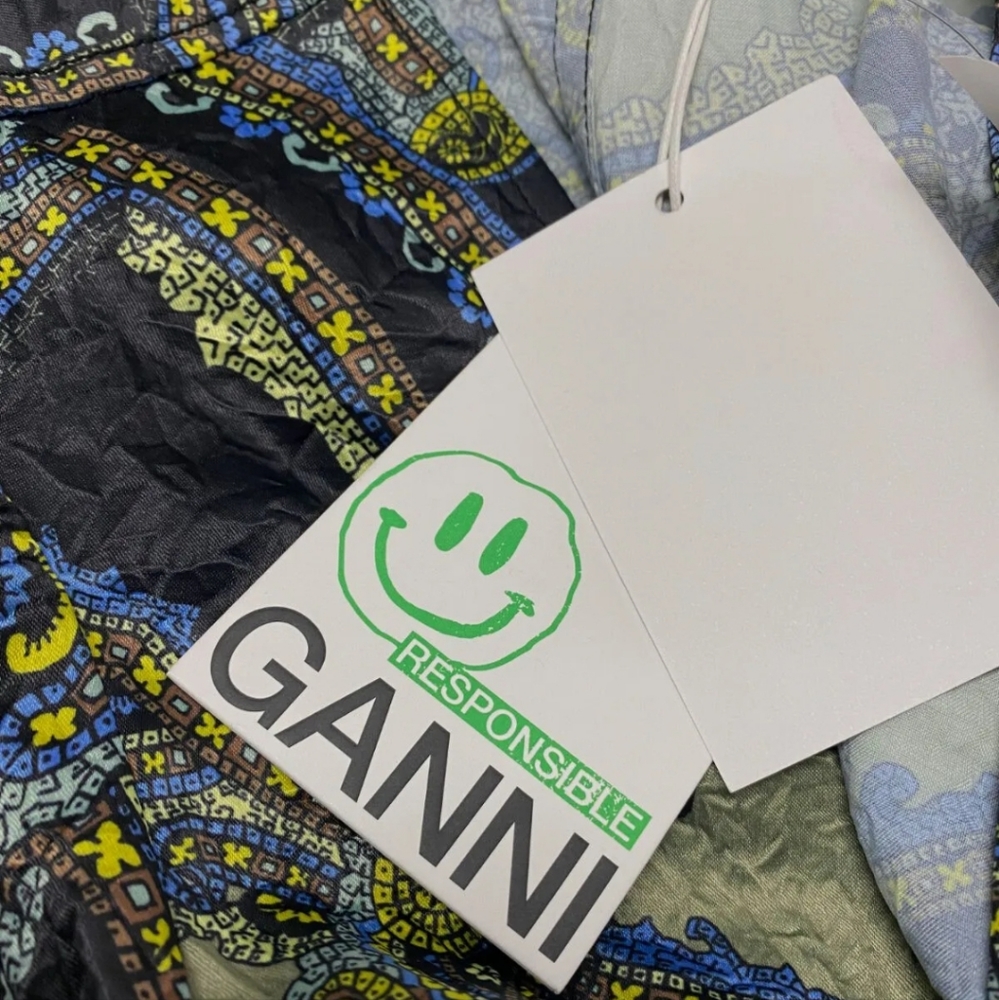 GANNI Printed Crinkle Satin Dress SOLD - Picture 4 of 5